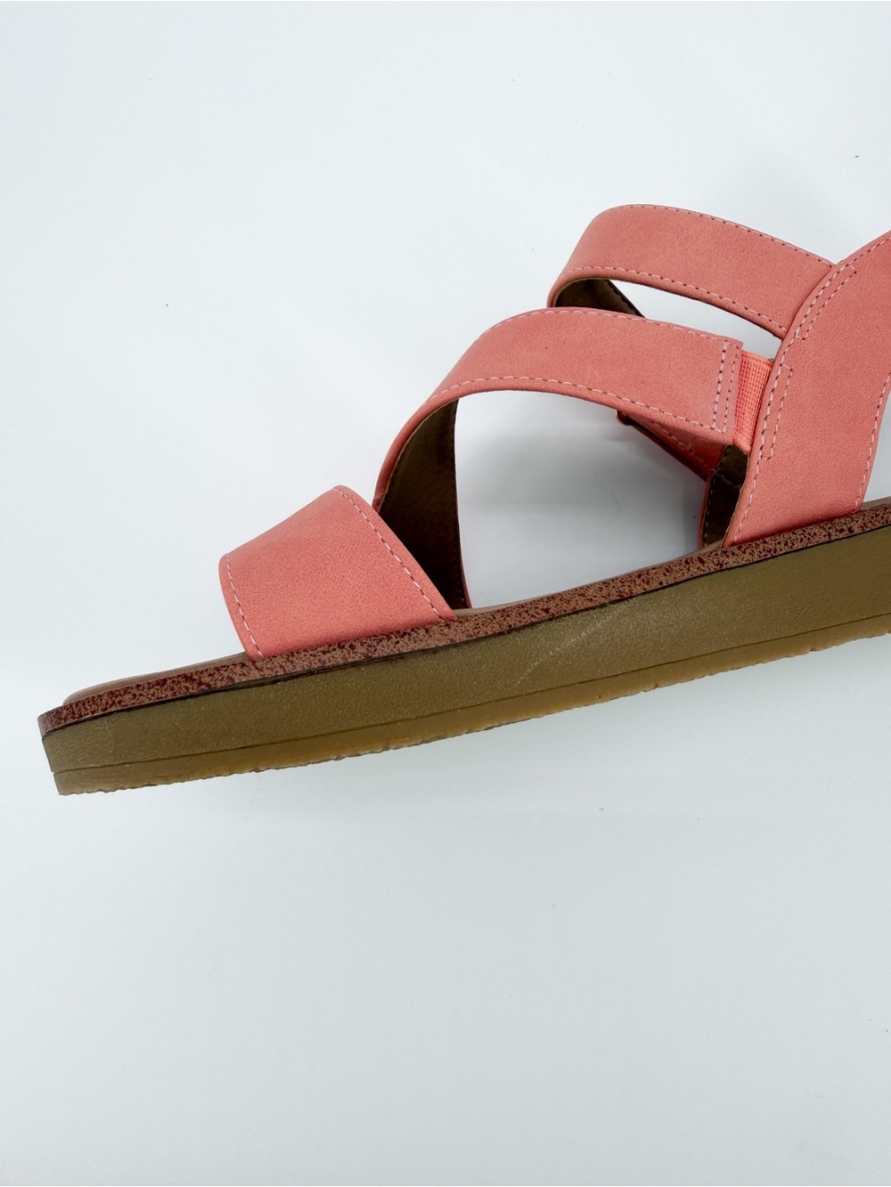 LifeStride Waverly Strappy Platform Sandals Hook & Loop Coral Pink 6W WIDE NEW - Picture 13 of 16